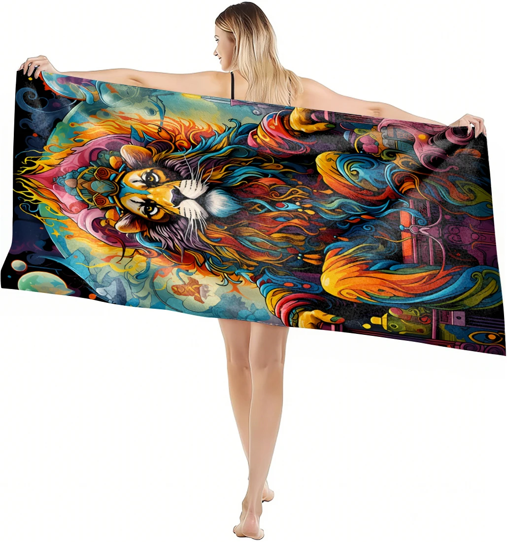 1PC Beach Lion Leopard pattern for family friends Gifts Towel Quick-Dry Beach Towel For Yoga Tourism Beach GYM Camping Swimming