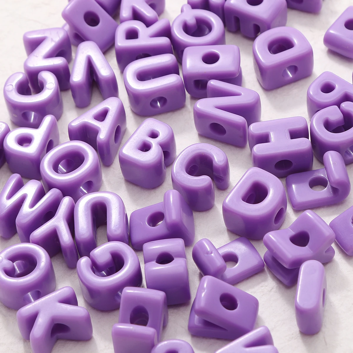 20Pcs Purple Acrylic Large Hole Letter Loose Beads Diy Necklace Bracelet Mobile Phone Chain Bag Pendant Jewelry Accessories