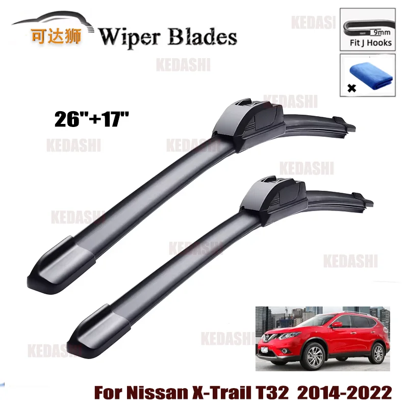 

For Nissan X-Trail T32 Rogue 2 2014-2022 Car Front Rear Wiper Blades Soft Rubber Windscreen Wipers Auto Windshield 26"+17"
