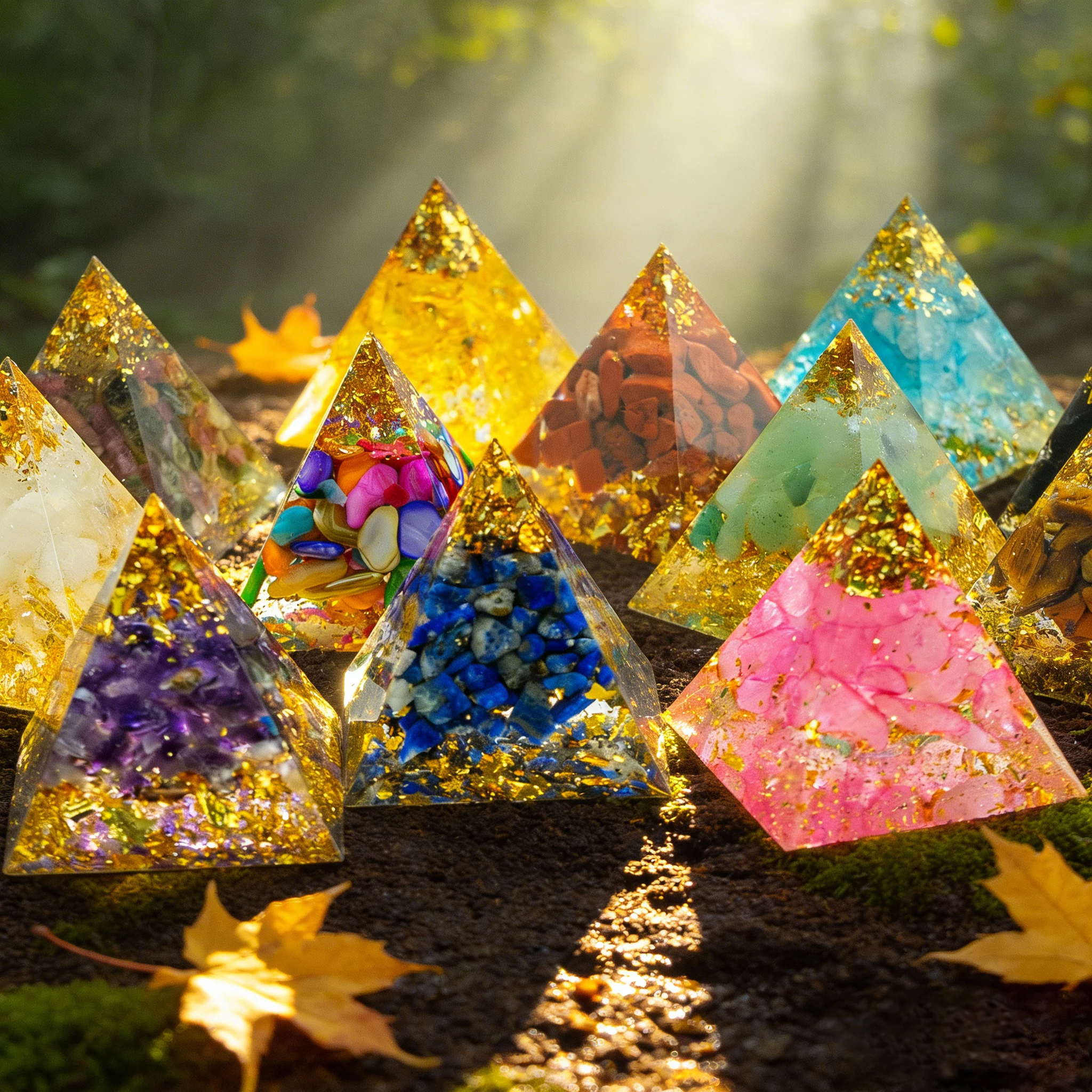 Mini pirámide de cristal Natural, generador de energía, cuarzo, amatista, Reiki, cristal curativo, Chakra, pirámide de resina, meditación,