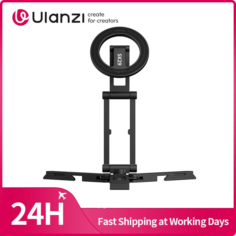​Ulanzi SK29 Foldable Phone Stand with Magnetic Ring / Phone Clip Mount Tripod Selfie Mantis Mode with Uka QR Plate Bottom