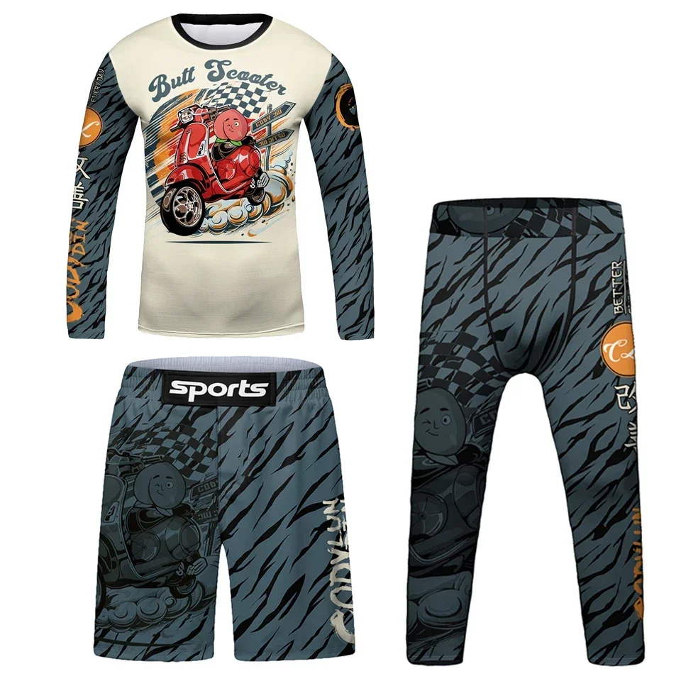 Bambini MMA BJJ Tuta Jiu Jitsu Rashguard Quick Dry Training Abbigliamento da palestra Ragazzo Bambini Boxe Tuta sportiva Set da corsa Abbigliamento sportivo