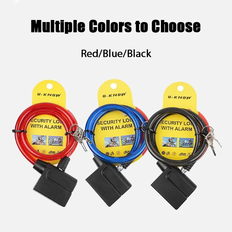 دراجة الطريق الجبلية قفل مضاد للسرقة دراجة الصلب كابل الأمان سلسلة قفل إنذار عالي الحساسية تحذير قفل أمان مع 2 مفاتيح #4