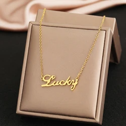 Stainless Steel Necklaces Letter Lucky Pendants Chains Choker Charms Goth Fashion Necklace For Women Jewelry Party Girls Gifts