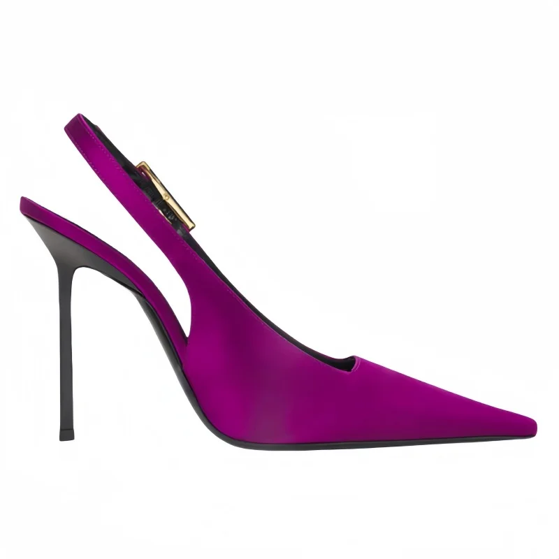 

New Luxurious Satin Fashion Sandals French Square Shallow Back Strap Stiletto Slingback Sexy Women High Heel Banquet Formal Shoe