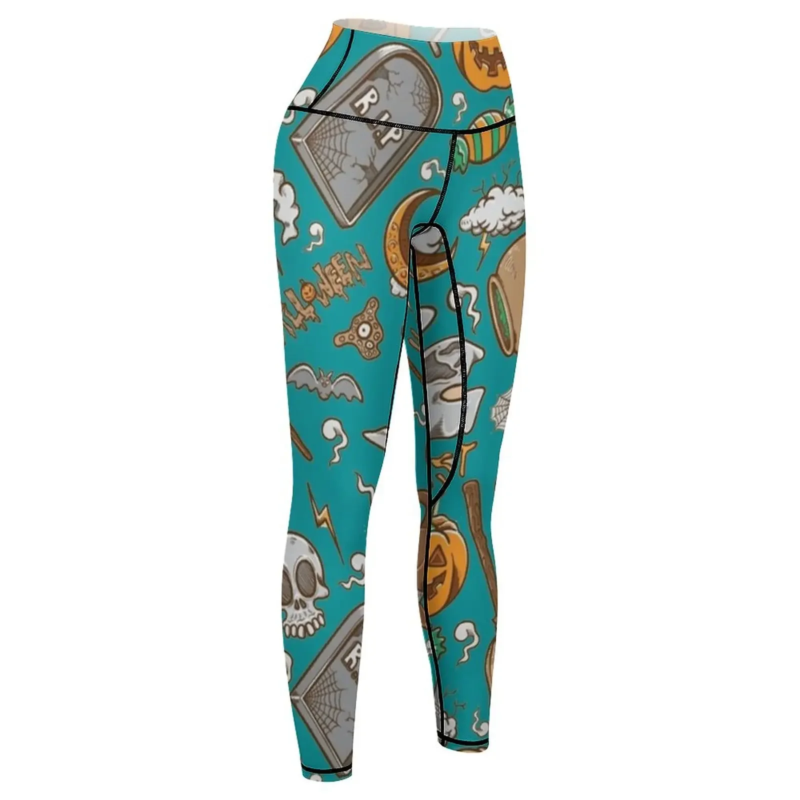 هالوين مضحك اليقطين القط روح نمط طماق المرأة السراويل النسائية ملابس رياضية اللياقة البدنية امرأة عالية الخصر المرأة طماق #6