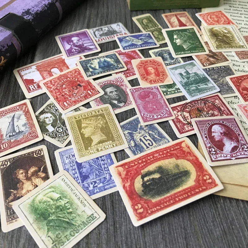 36Pcs Tim Holtz Style Old Stamp Junk Journal Ephemera Craft Paper Vintage Stamp DIY Album Diary Scrapbooking Material Supplies