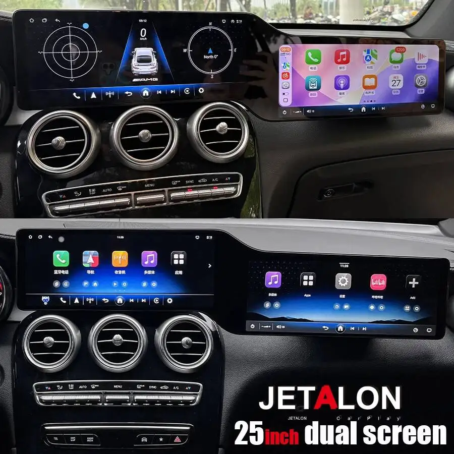 

12.3inch +12.3inch Android 15 128G Bluetooth Car radio stereo For Mercedes BENZ C GLC 2015-2022 navi GPS Dual Screen Carplay