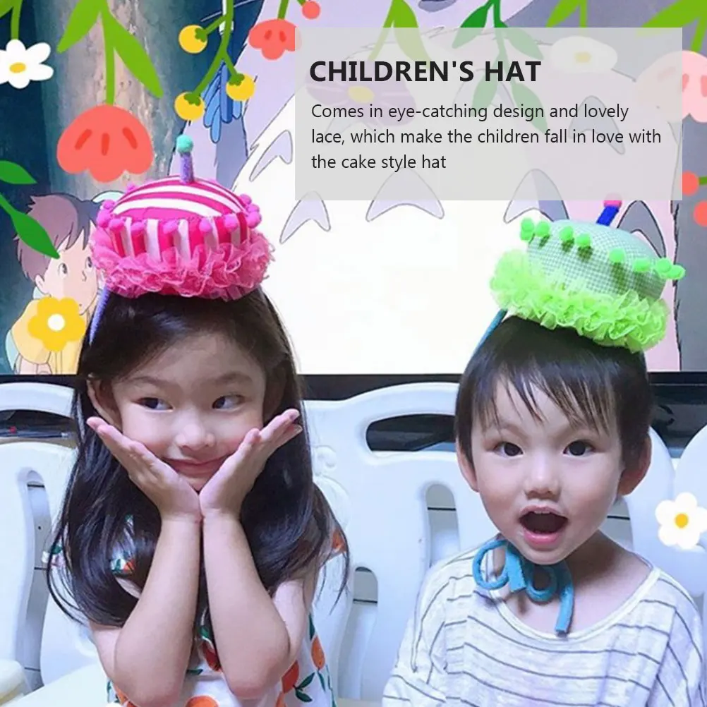 

Birthday Hat Plaid Cloth Kids Party Hats Cake Hair Wear Childrens Cute Headwear Decorations Adjustable Size Boy Girl