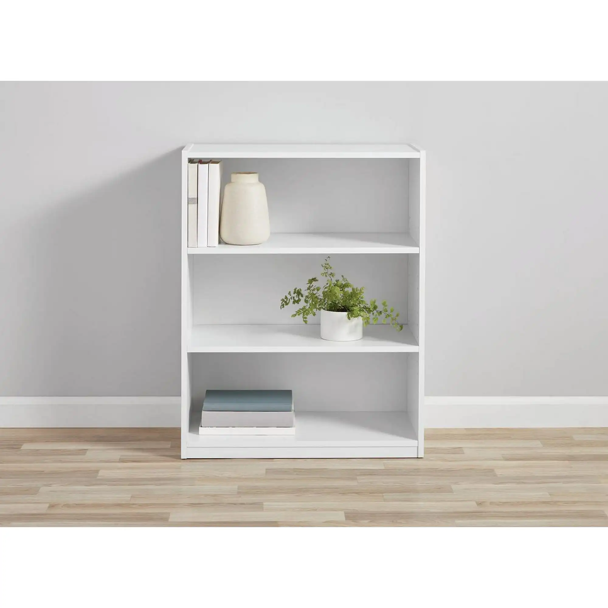 

3-Shelf Bookcase with Adjustable Shelves, White