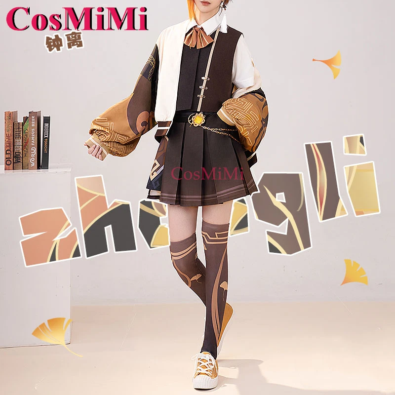 

CosMiMi Zhongli Cosplay Game Genshin Impact Costume Derivative Product Preppy Style Coat Daily Outfit Party Role Play Clothing