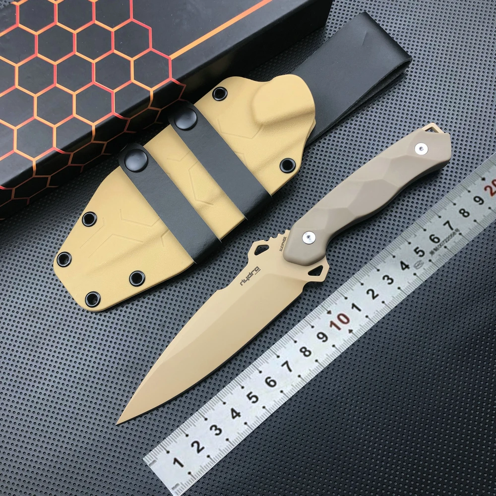 Trskt ES Hydra Camping Knives Phobos Outdoor Knife,Rescue Survival Knives,60Hrc Glass CF Handle Edc Tool With Kydex,Dropshipping