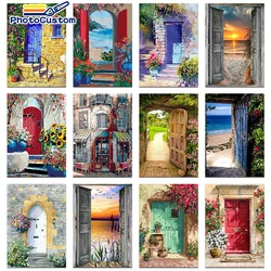 PhotoCustom Paint By Numbers 40x50cm scenario della porta per adulti pittura fai da te per dipingere con i numeri su tela Wall Art Home Decor Gift