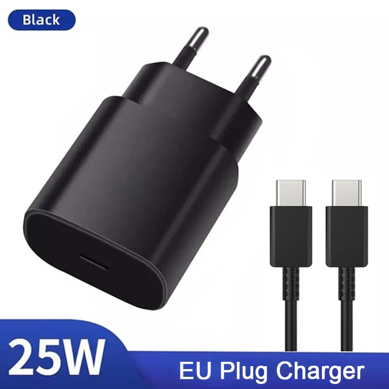 25W Super Fast Charger Power Adapter For Samsung Galaxy S22 S21 S20 FE USB Type C Cable Note 20 A52 A71 Quick Charging