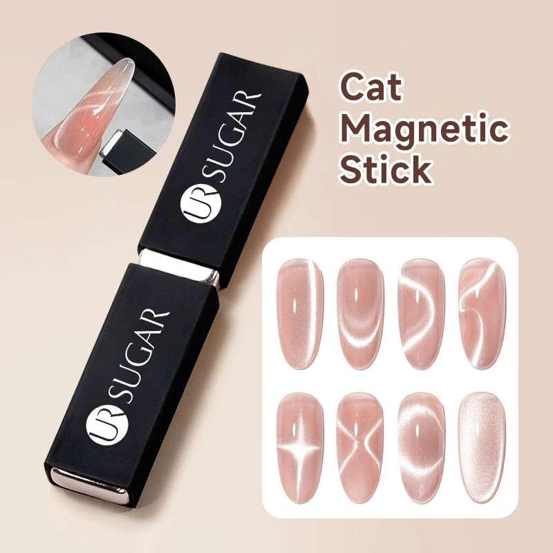 UR SUGAR 1/2 Stück Katzenmagnet-Stift in Bandform für Nageldesign, starker Magnetismus, rutschfeste Magnetplatte für Gel-Nagellack-Werkzeug