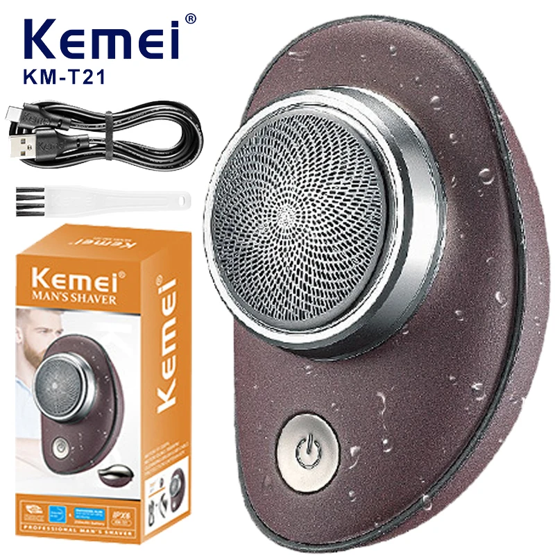 Kemei Mini Electric Shaver Portable Powerful Storm Razor for Men Rechargeable Lightweight Razor for Travel Office Business Trip