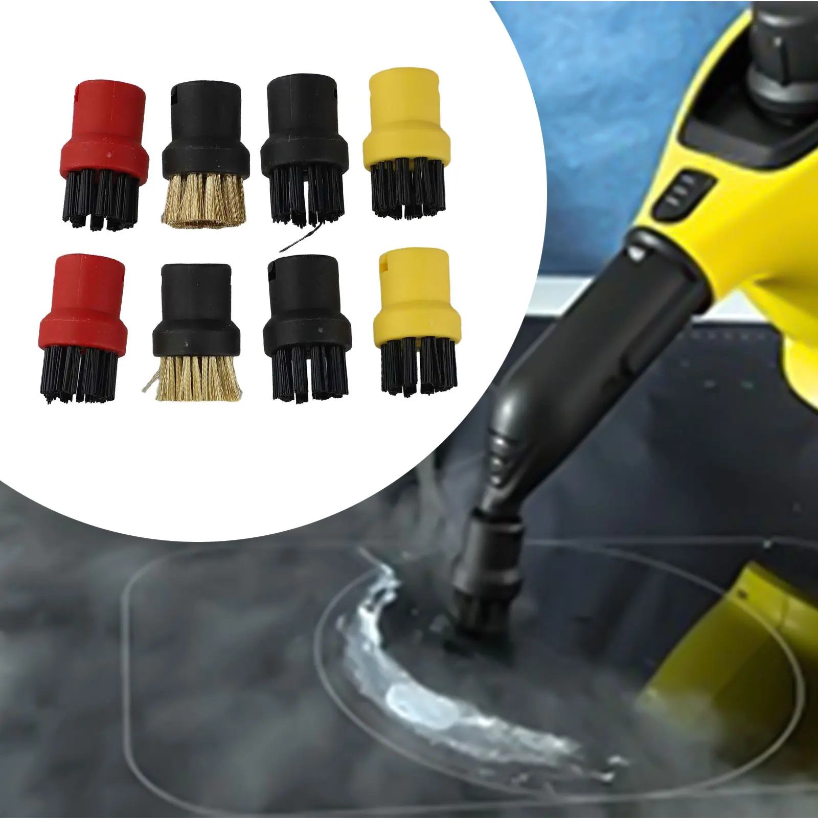 Buses de nettoyage pour nettoyeurs vapeur Karcher SC1 SC2 SC3 SC4 SC5 SC7, 8 brosses pour les saletés tenaces et les crasses persistantes