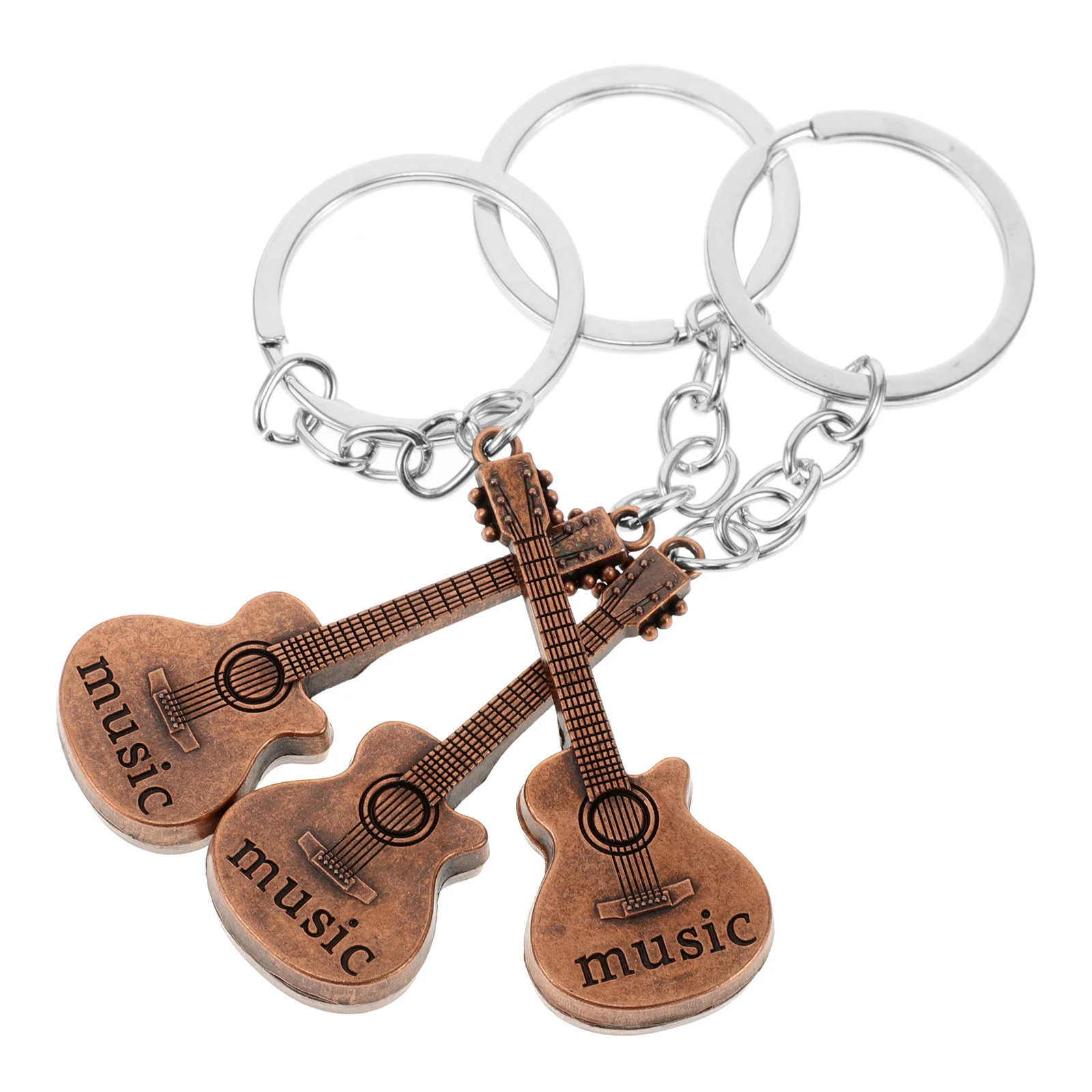 

3 Pcs Music Guitar Keychain Retro Fashion Accessories for Bag Car Keys Decorative Durable Mini Tiny Small Guitar Hanging