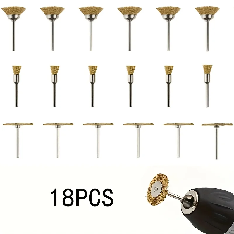 18pcs Set of Polishing Wire Brushes, Featuring a Bowl-Shaped Wire Brush Head, Designed for Electric Grinding, Rust Removal
