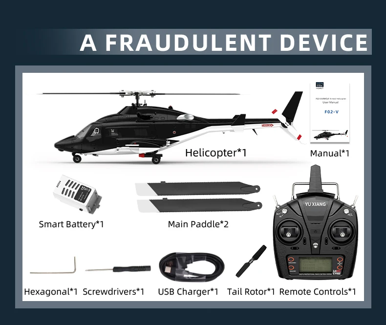

YXZNRC Airwolf F02-V RC Helicopter 6 Channel RTF