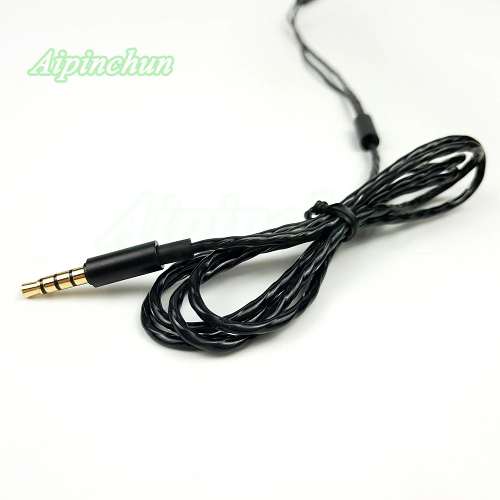 Cable negro de reparación de auriculares DIY, Cable de repuesto con micrófono, controlador de volumen, 3,5mm, Conector de 4 polos