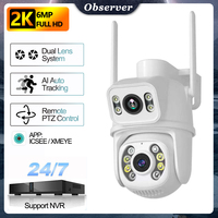 2K Wifi Camera Outdoor 4MP HD PTZ Dual-Lens Dual-Screen CCTV Ai Humanoid Detection Auto Tracking Onvif Surveillance Camera ICSee