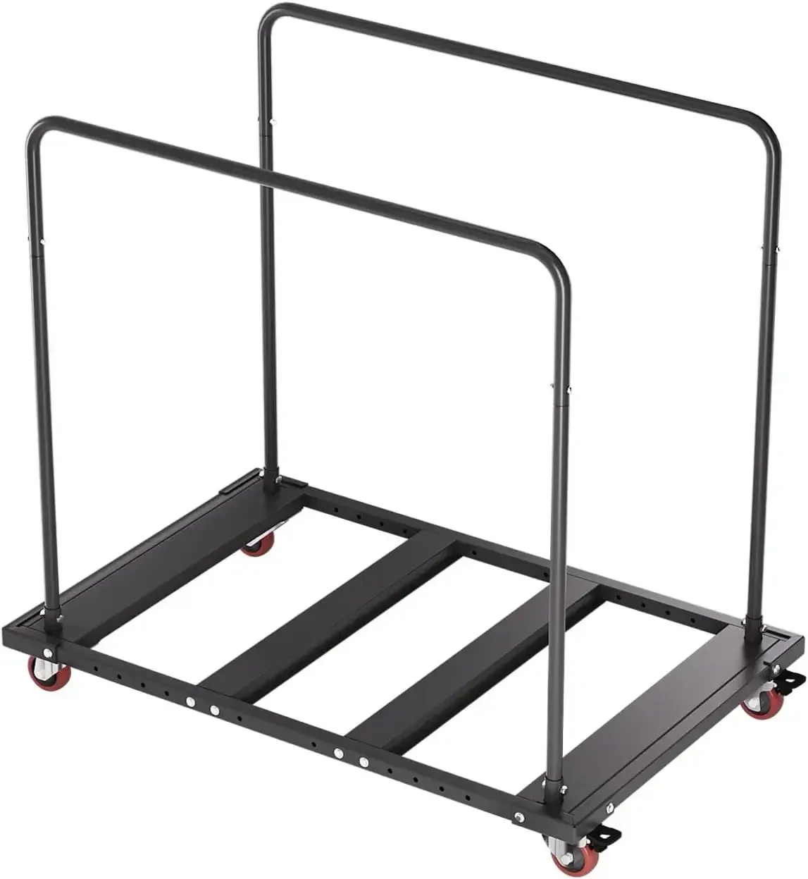 Carro de mesa plegable, estante de mesa negro para mesas redondas de 60 pulgadas y mesas oblongas, carrito de mesa resistente, estructura de metal