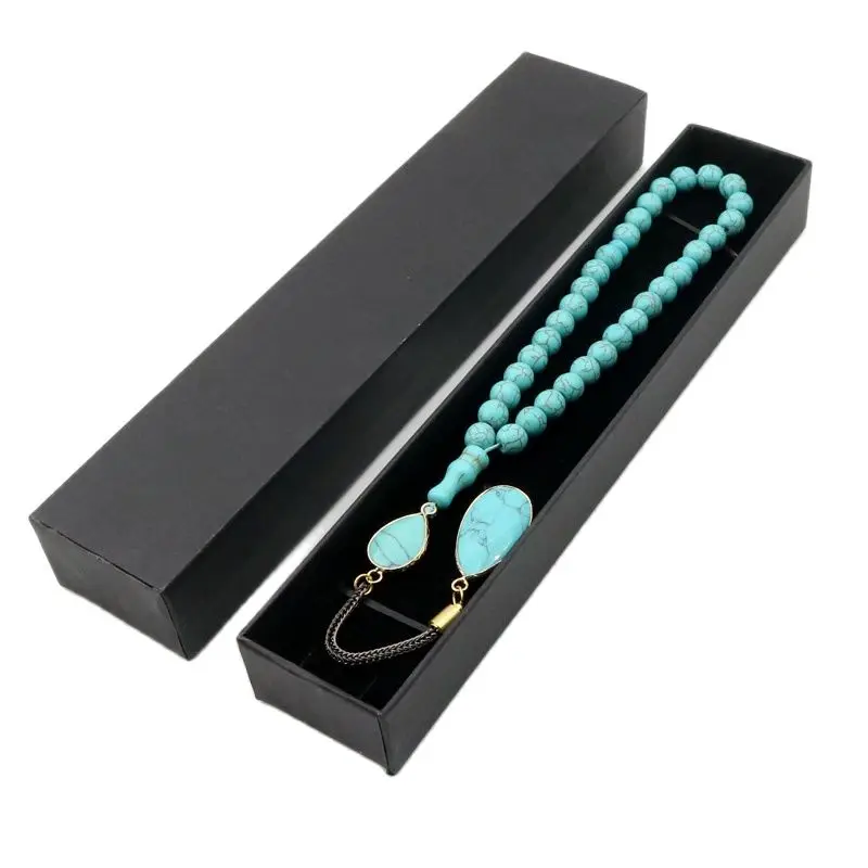 

33 Turquoise Tasbih Muslim Rosary Ramadan Eid gift Islamic accseeories prayer Beads Man's Misbaha 45 Bead Bracelet Packaging