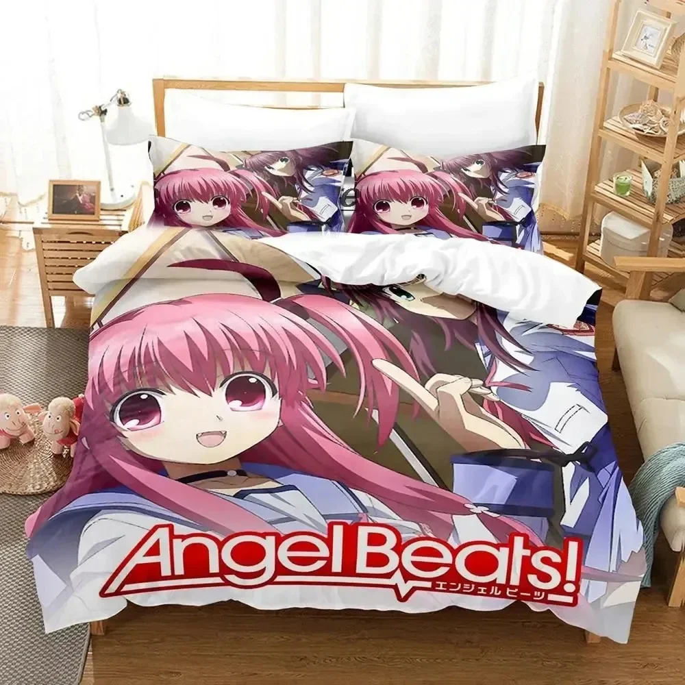 3D Print Anime Angel Beats Bedding Set Duvet Cover Bed Set Quilt Cover Pillowcase Comforter king Queen Size Boys Adult Bedding a