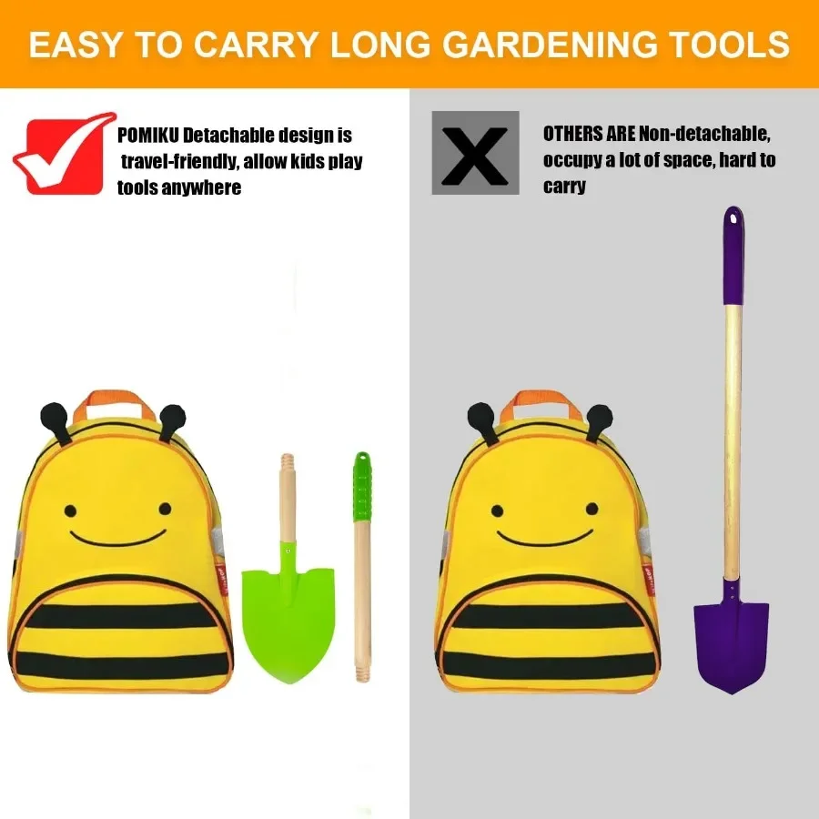 Rastrello a pala per foglie Zappa e scopa 5 pezzi Attrezzi da giardino Giardinaggio Cortile Giocattolo da esterno Regali per ragazzi Ragazze di età 3 4 5 6 7 8 Ye