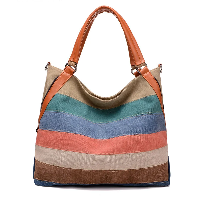 

Luxury Crossbody Bags For Women Canvas Stripe Shoulder Bag Ladys Casual Satchels Fashion Superior Quality High Capacity Handbag