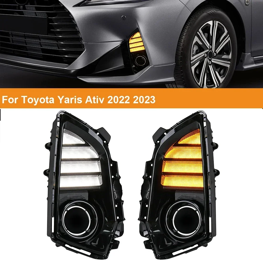 

Led Fog Lamp DRL For Toyota Yaris Ativ Vios 2022 2023 Daytime Running Lights Front Bumper Headlight Cover Wire Harness 12V
