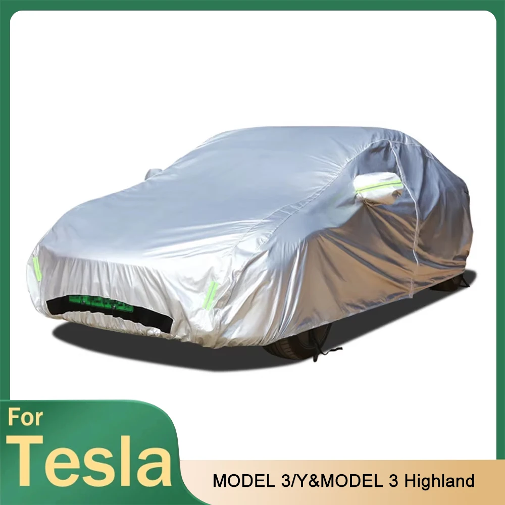 

Car Cover Waterproof All Weather For Tesla Model 3 Y Model 3 Highland 2024 Protection Outdoor Car Covers Windproof Oxford Cloth
