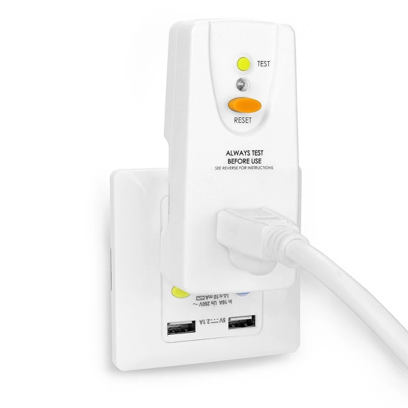 Adattatore GFCI 15 Amp 3 poli con messa a terra, spina GFCI impermeabile, interruttore circuito guasto terra Spina americana