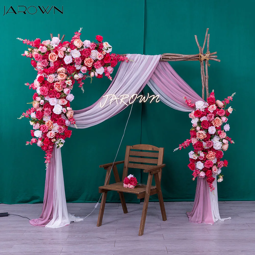 

Luxury Pink Red White Series Artificial Rose Delphinium Flower Arrangement for Wedding Backdrop Decoration Customized Floral Row