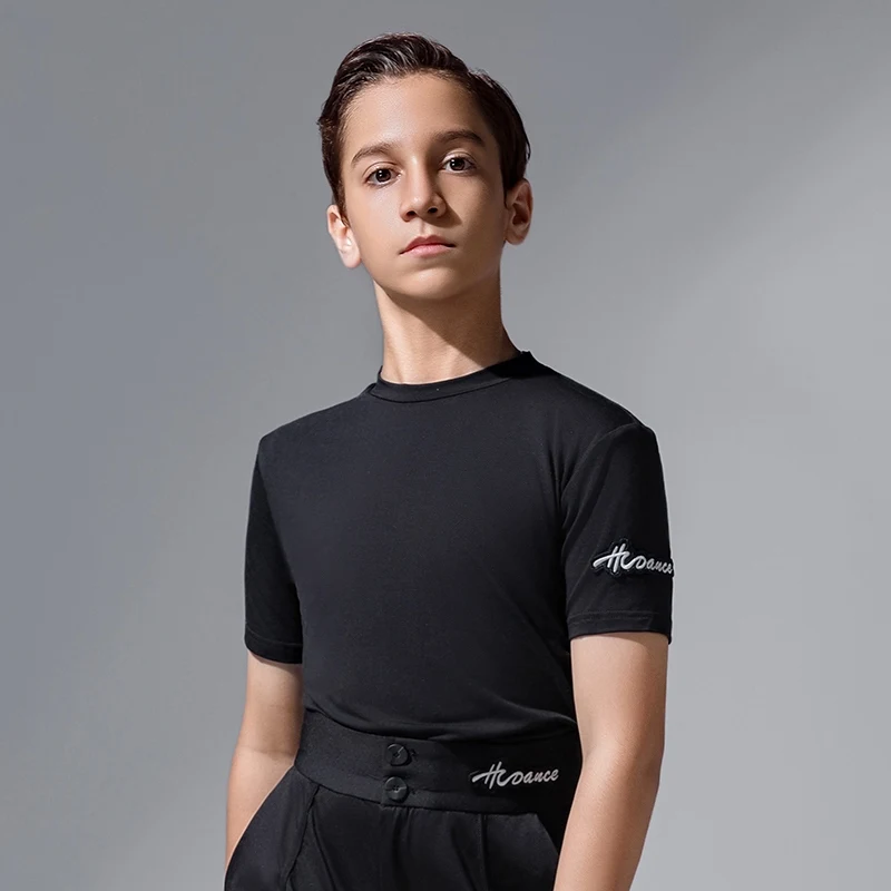 2026 New Latin Dance Performance Costumes For Boys Short Sleeved Practice Clothes Kids Samba Chacha Tango Latin Wear DQS20474