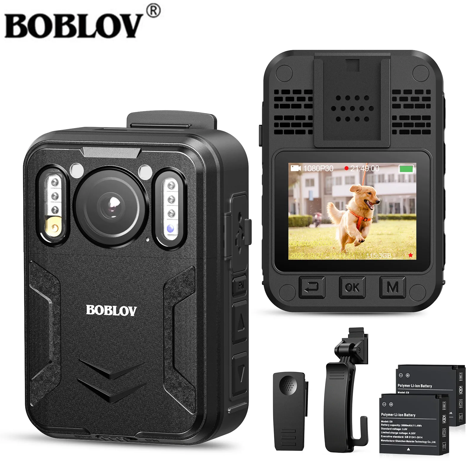 

BOBLOV B4K2 128G 4K Small Body Camera GPS Police Cam Two 3000mAh Batteries 16H Recording Mini Camcorders with Charging Dock