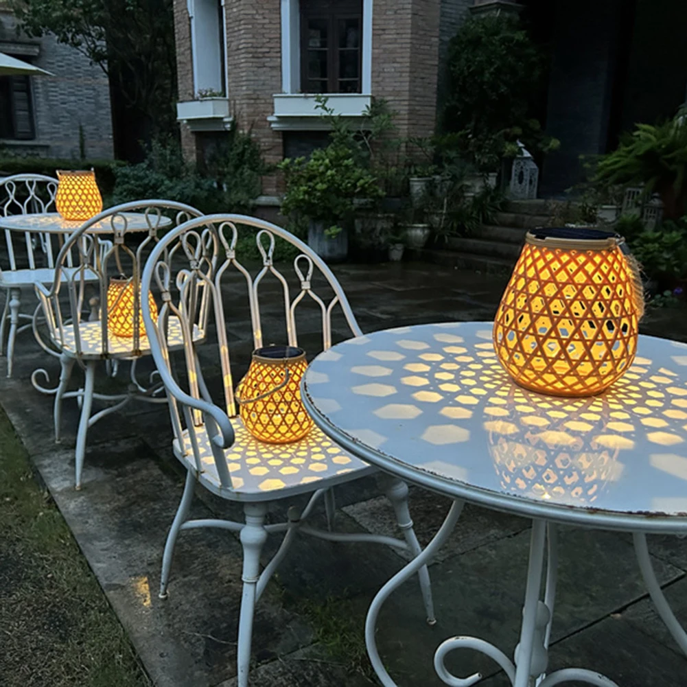 

Double charged solar lantern with USB, imitation rattan hanging tree lamp, decorative courtyard lamp, garden pendant light
