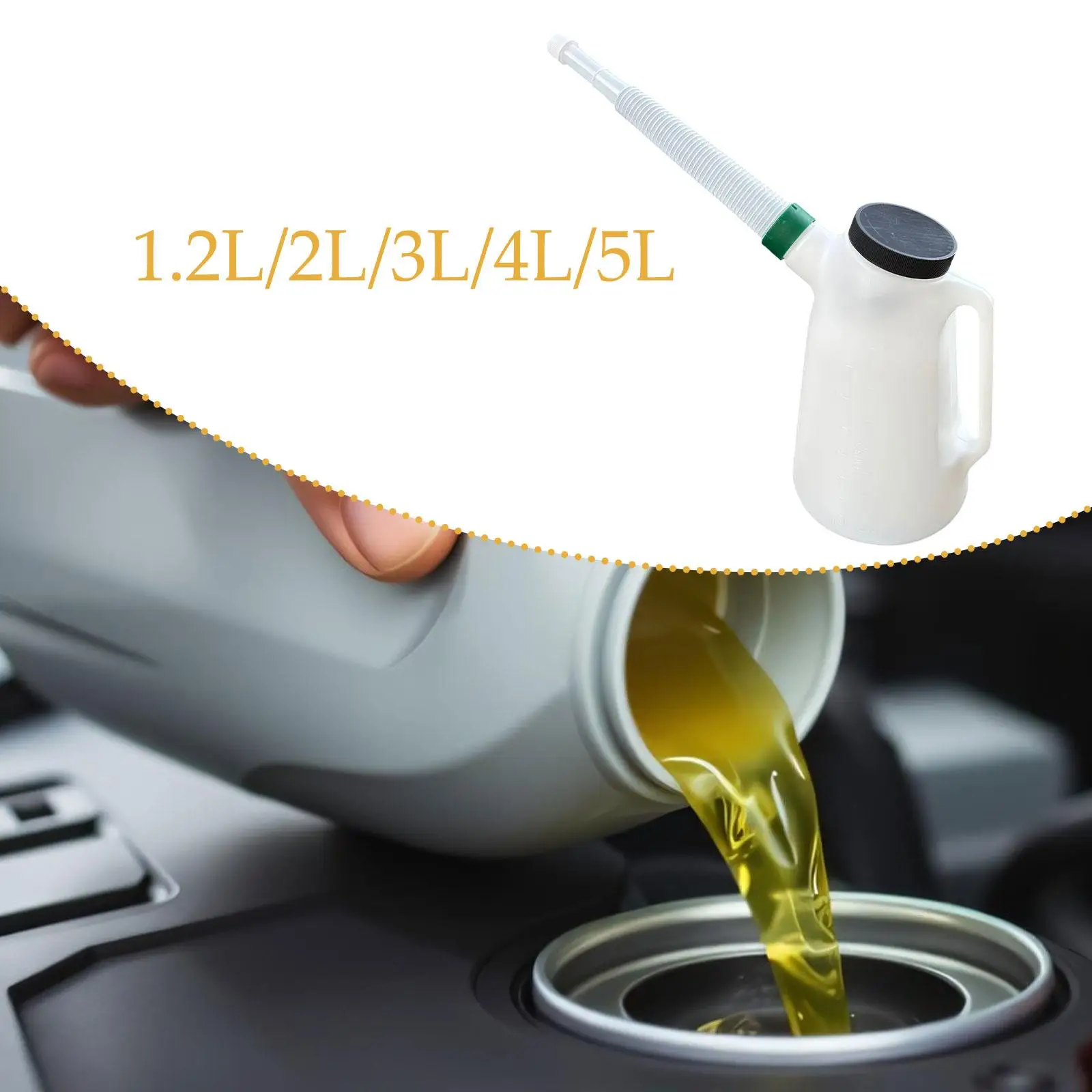 Oil Measuring Jug with Lid Leakproof Oil Change Dispenser Translucent Plastic Fluid Bottle for Automotive Garage Use