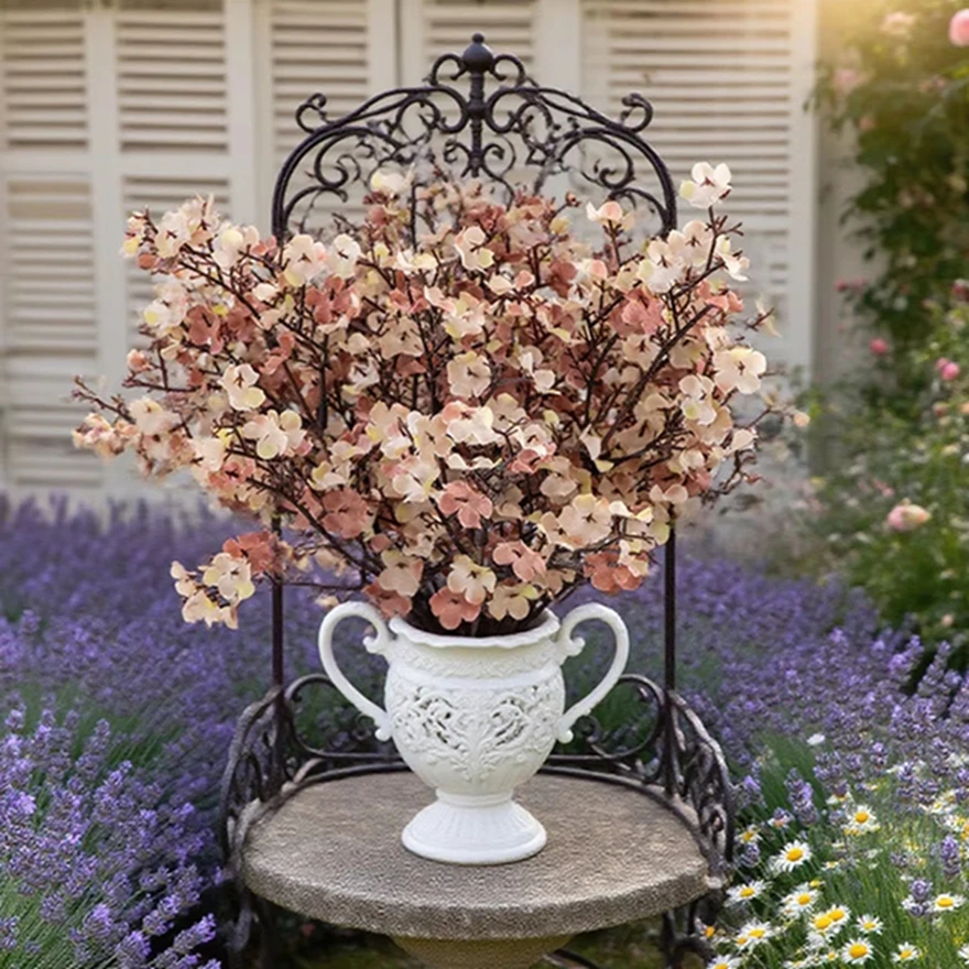 

10Pcs Artificial Flowers Silk Gypsophila Small Bunches 5 Fork Home Room Table Arrangement Decor Plant Wedding Outdoor Decoration