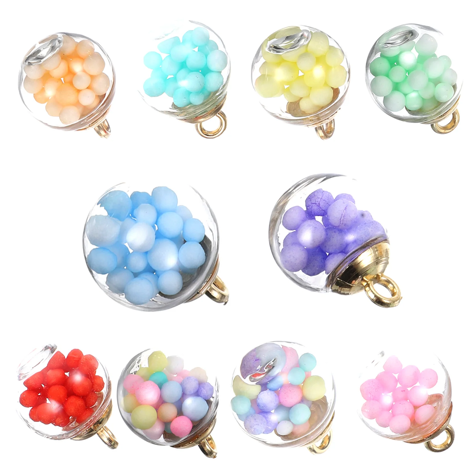 10개 유리 볼 참 장식 투명 DIY 펜던트 귀걸이 목걸이 보석 제작 공예 프로젝트 열쇠고리 액세서리