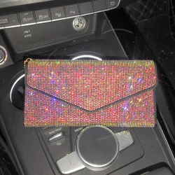 Bling Crystal Designer Elegant Women's Wallets with Zipper Coin Credit Card Holder Ticket Bag Small Purses Woman Leather Wallet