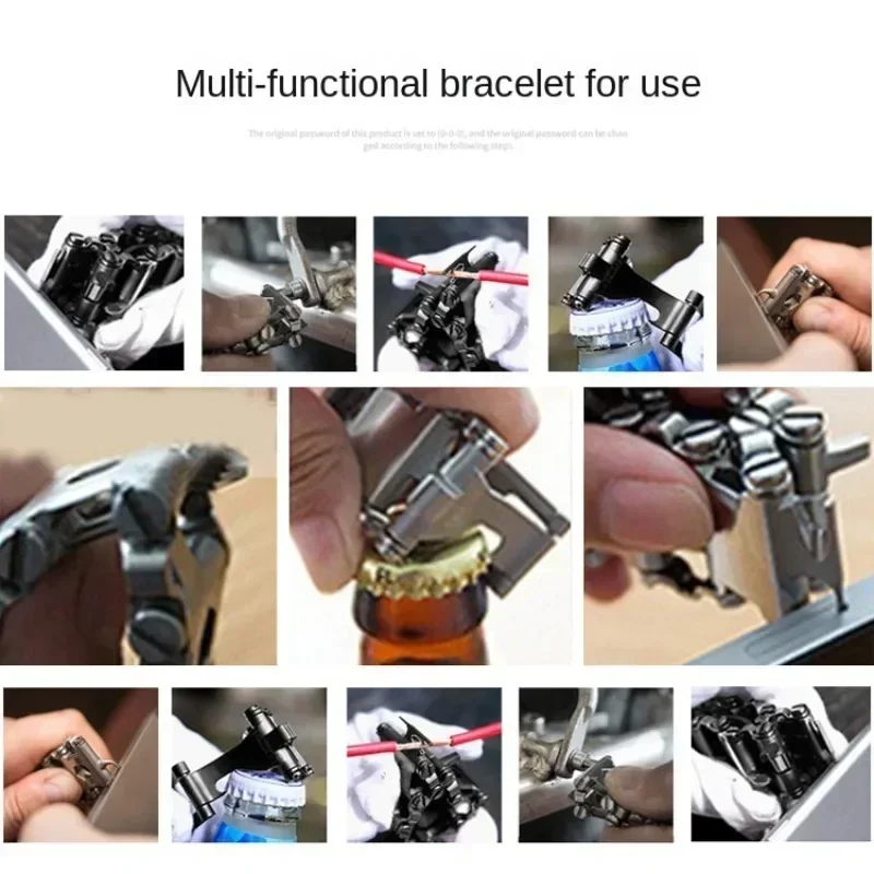 Imagem -06 - Outdoor Multifunction Tool Bracelet Chave de Fenda de Bolt Driver Tools Multi Tread Bracelet For Wearable Bike Tool Aço Inoxidável