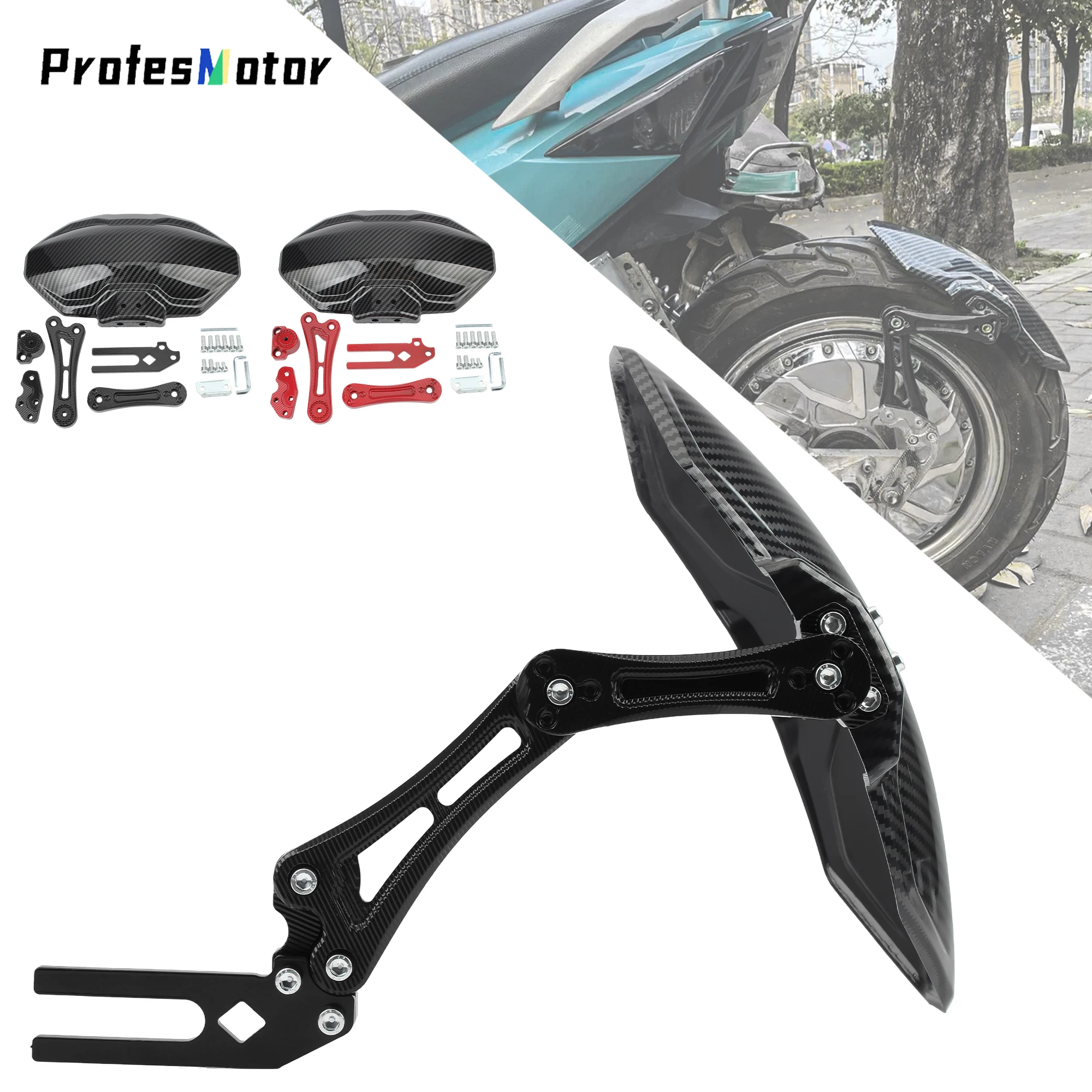 

Motorcycle Mudguard Imitation Carbon Fiber Adjustable Wheel Fender For Yamaha Honda Suzuki Scooter Enduro Universal Accessories