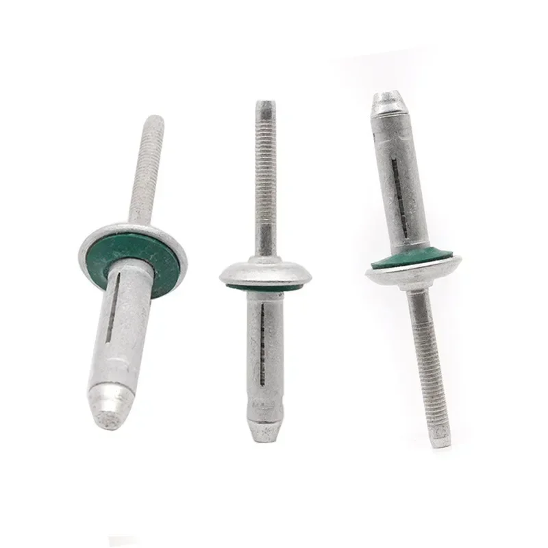 10pcs All Aluminum Waterproof Bulb Type Dome Head Blind Rivets Triform Blind Rivets Structural Trifold Rivets With Rubber Washer