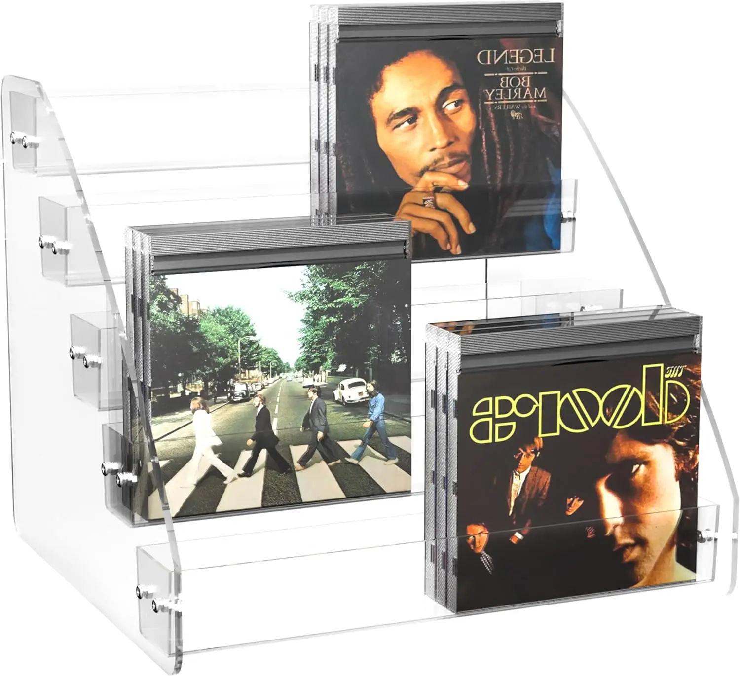 

CD Holder 5 Tier Clear Acrylic CD Organizers, CD Display Rack Holds up to 30 Standard DVD Cases for Media Shelf Storage and Orga