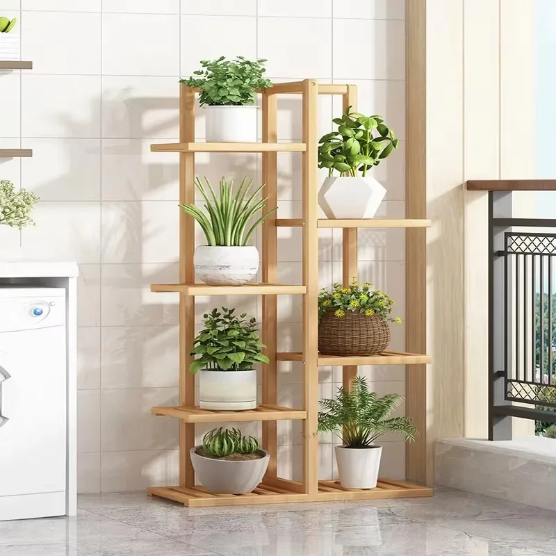 Vertical Bamboo Flower Rack,Pot Display Stand Corner Shelving for Indoor Outdoor Plant Pots Home Garden Organizer Functional