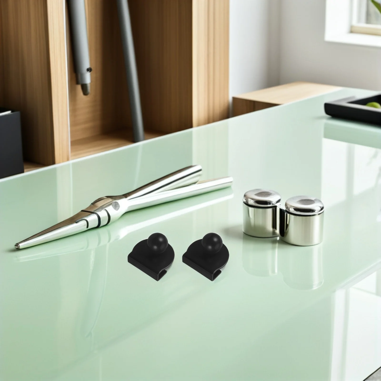 

2Pcs Glass Door Pull Handles Black Sliding for Bathroom Shower Cabinet Furniture 5-8Mm Thickness Showcase Drawer Replacement