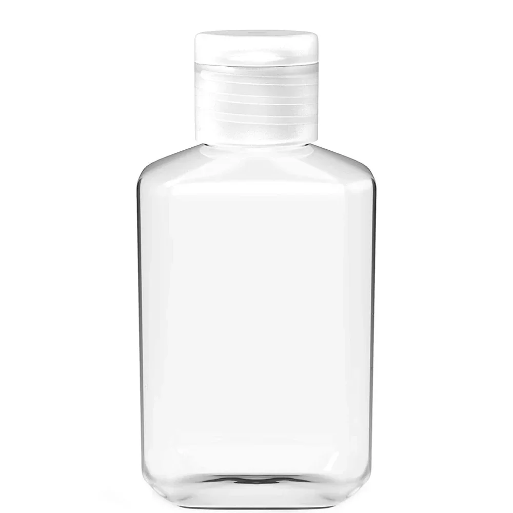 Botellas transparentes de plástico PET con tapa abatible, contenedores de loción líquida portátiles, recargables, 60ml, 20 o 30 unidades