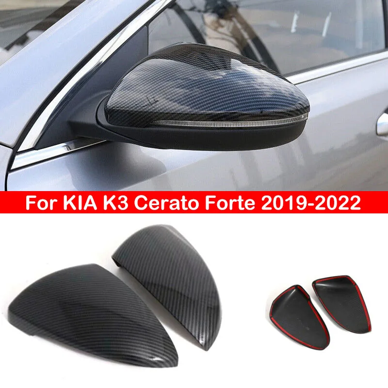 

For KIA K3 Cerato Forte 2019-2022 ABS Auto Car Styling Body Side Door Rearview Mirror Cover Cap Horns Shell Housing Sticker Trim